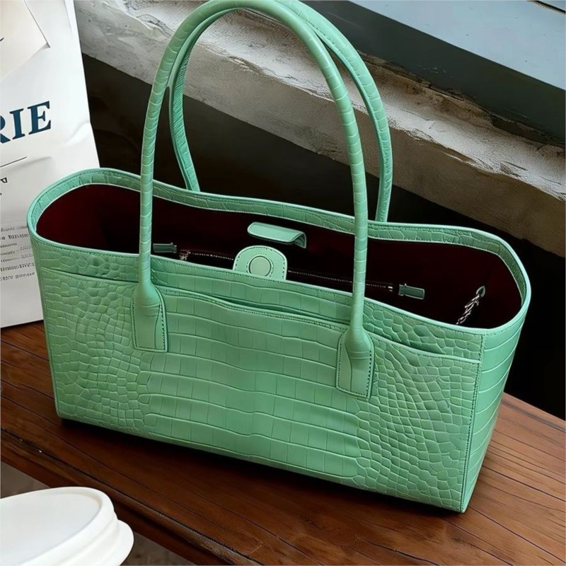 Interior Design High End - Bolsa tote verde vintage feminina, couro