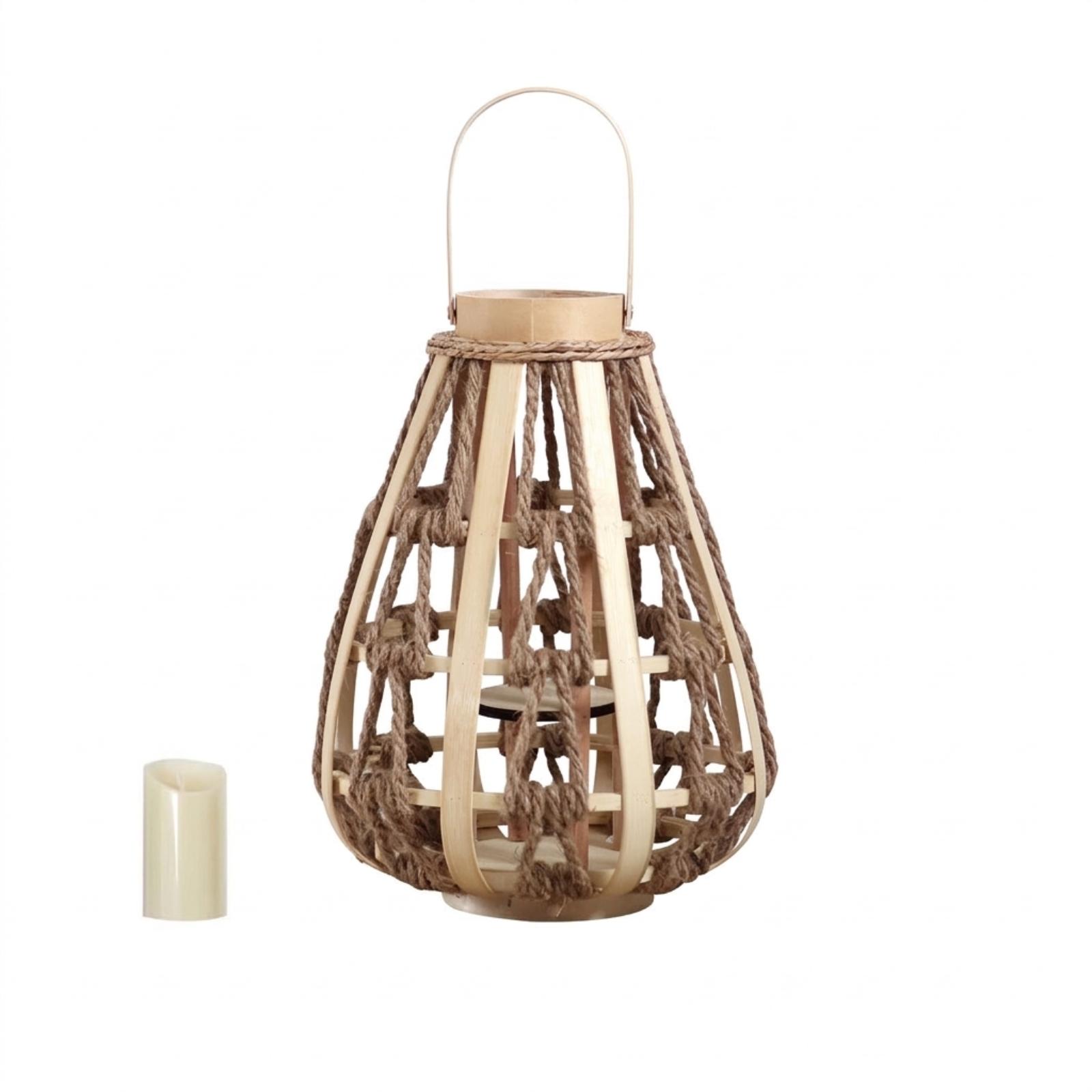 Lanterna de Corda de Madeira N - Candle Holder Decor avaliação e preço