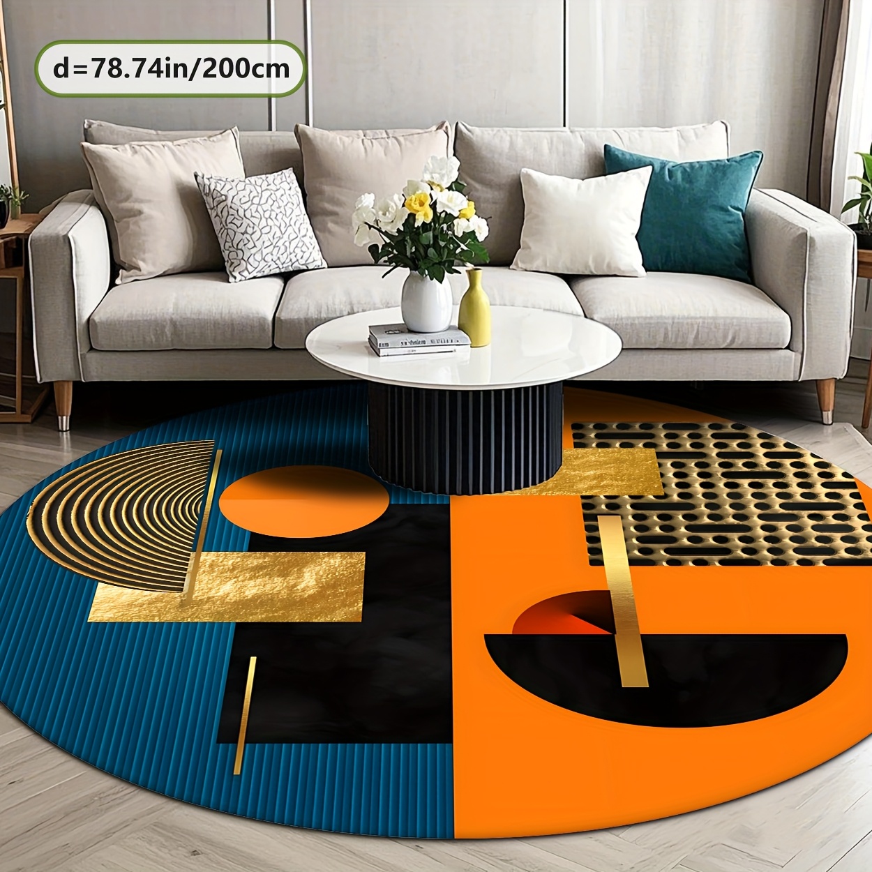 Tapete Redondo Luxuoso Abstrat - Interior Design High End avaliação e preço